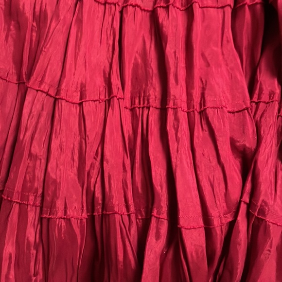 Red Retro Crinkled Tiered Long Maxi Fall Skit Size Small - Picture 3 of 8